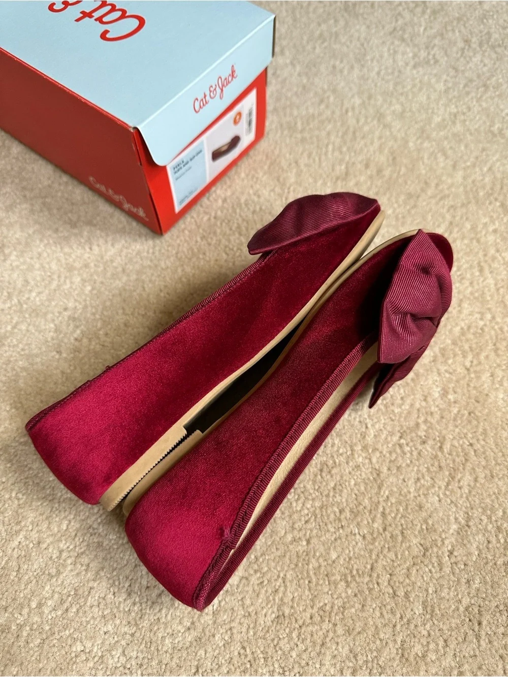 Cat & Jack Women's Wine Red Bow Ballet Flats